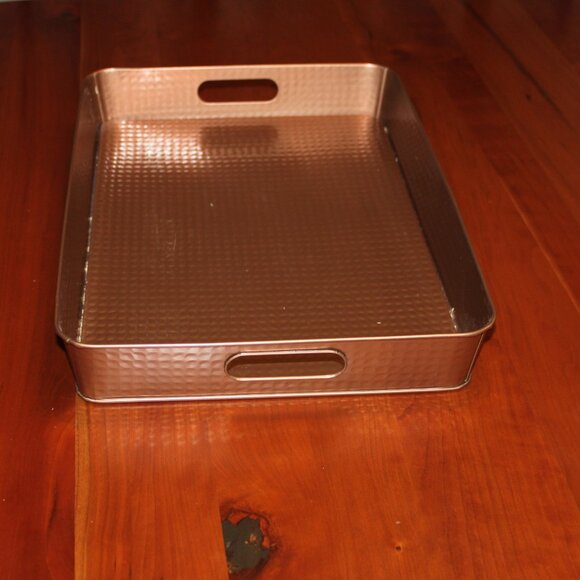 12" x 16 1/2" copper colored tin serving tray/centerpiece perfect for fall decor - Picture 8 of 10